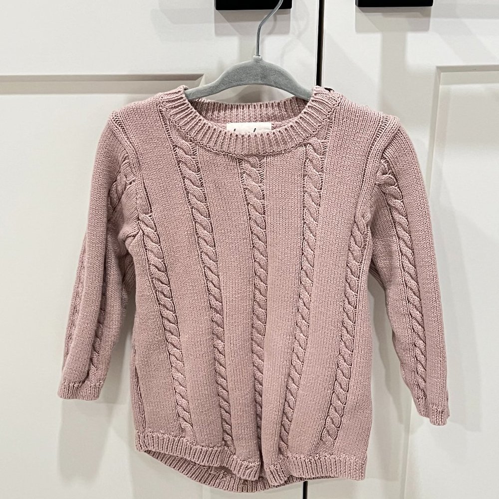 Luna + Luca Blush Baby Girl Knit Long Sleeve Sweater, 12-18 Months